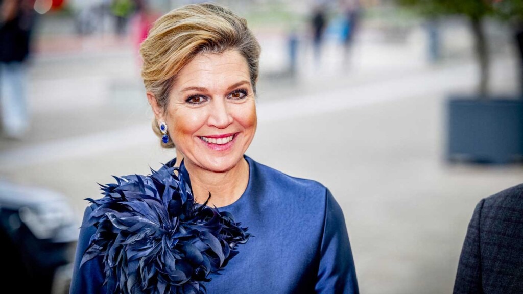 La reine Máxima arbore une robe en satin Natan décorée de plumes pour son gala de Noël La reine Máxima arbore une robe en satin Natan décorée de plumes pour son gala de Noël